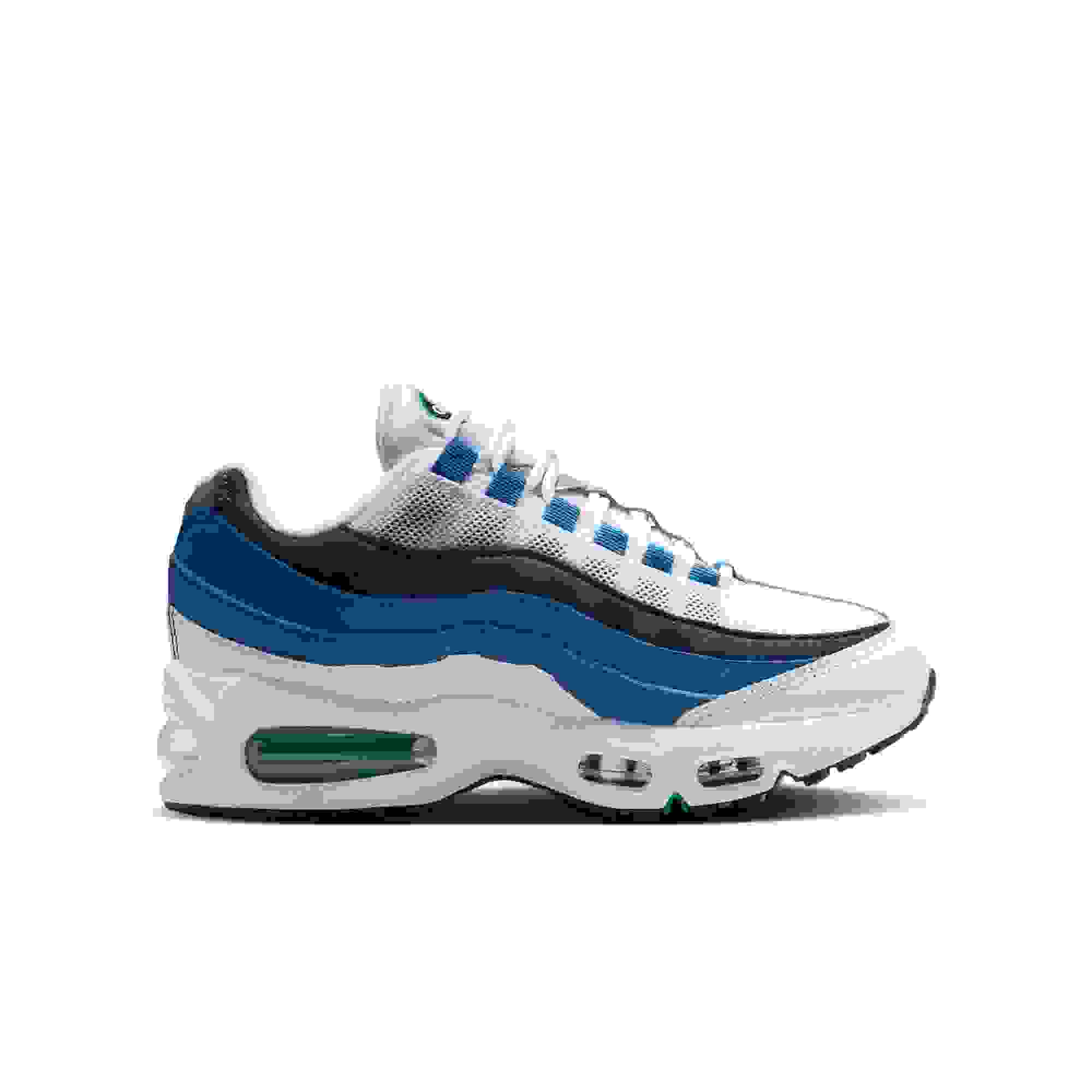 Nike Air Max 95 Big Bubble Premium Grade School Boys' "White/Emerald Green/Lake Blue" Shoe